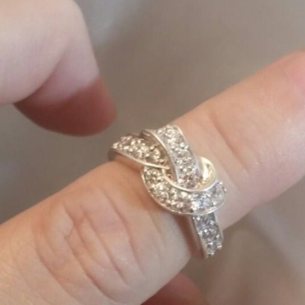 Silver Knot Cubic Zirconia Ring